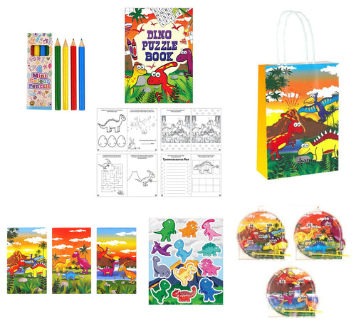 Dinosaur themed 12 Party Bags with Fillers - Anilas UK