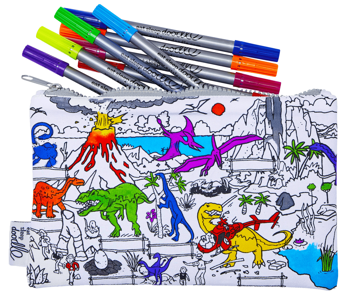 Eat Sleep Doodle's Dinosaur Colour In Pencil Case - Anilas UK