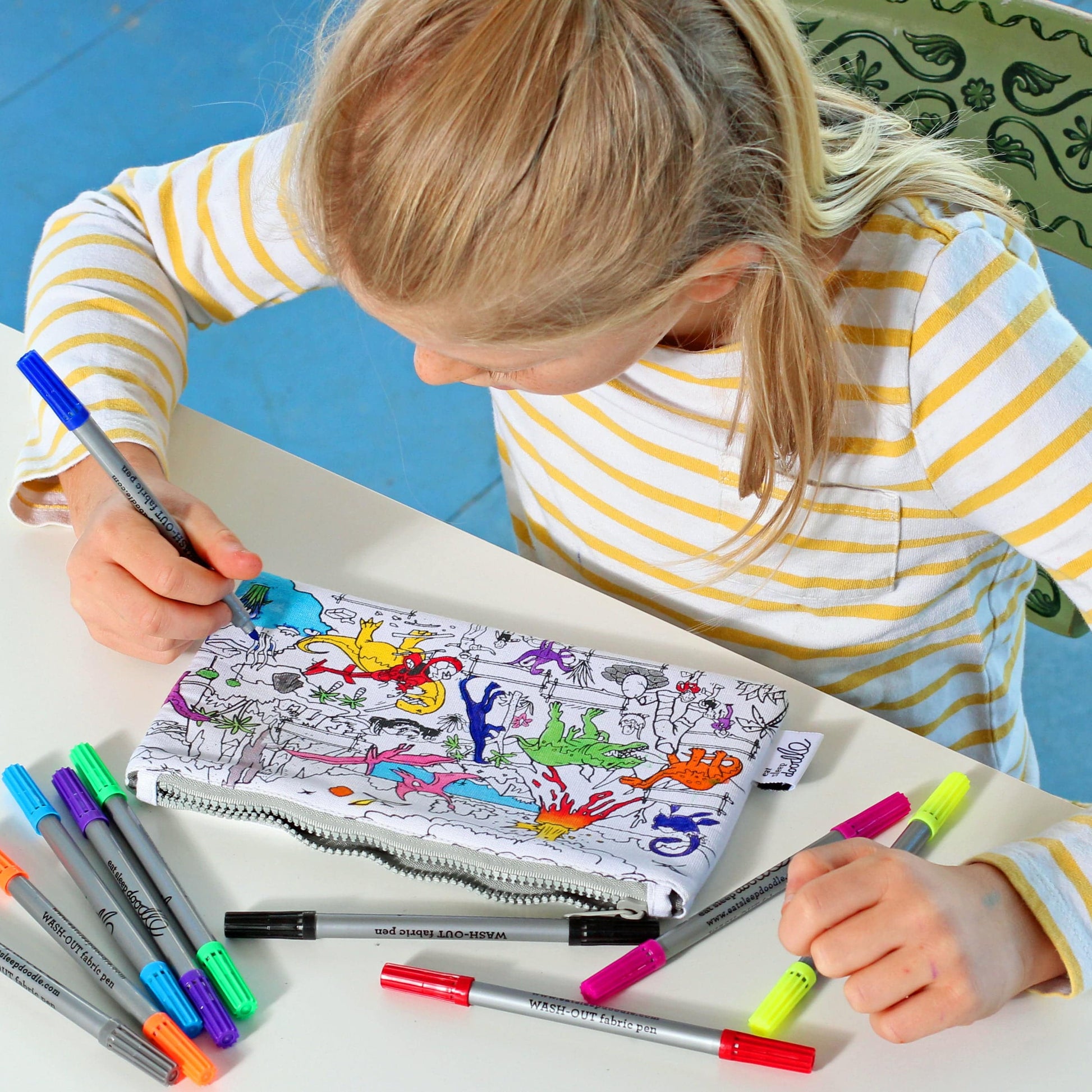 Eat Sleep Doodle's Dinosaur Colour In Pencil Case - Anilas UK