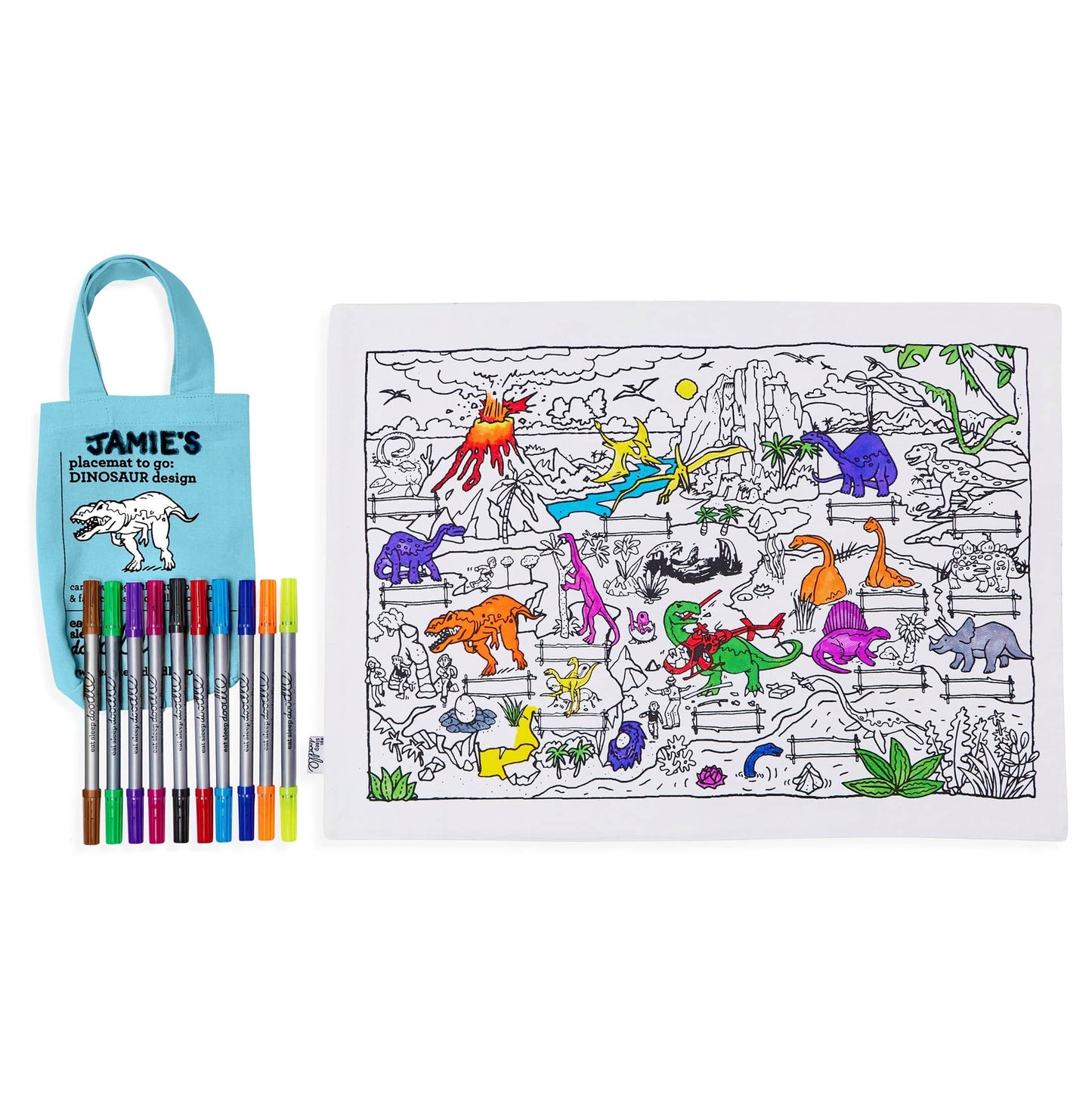 Eat Sleep Doodle's Dinosaur Placemat To Go & Colour In - Anilas UK