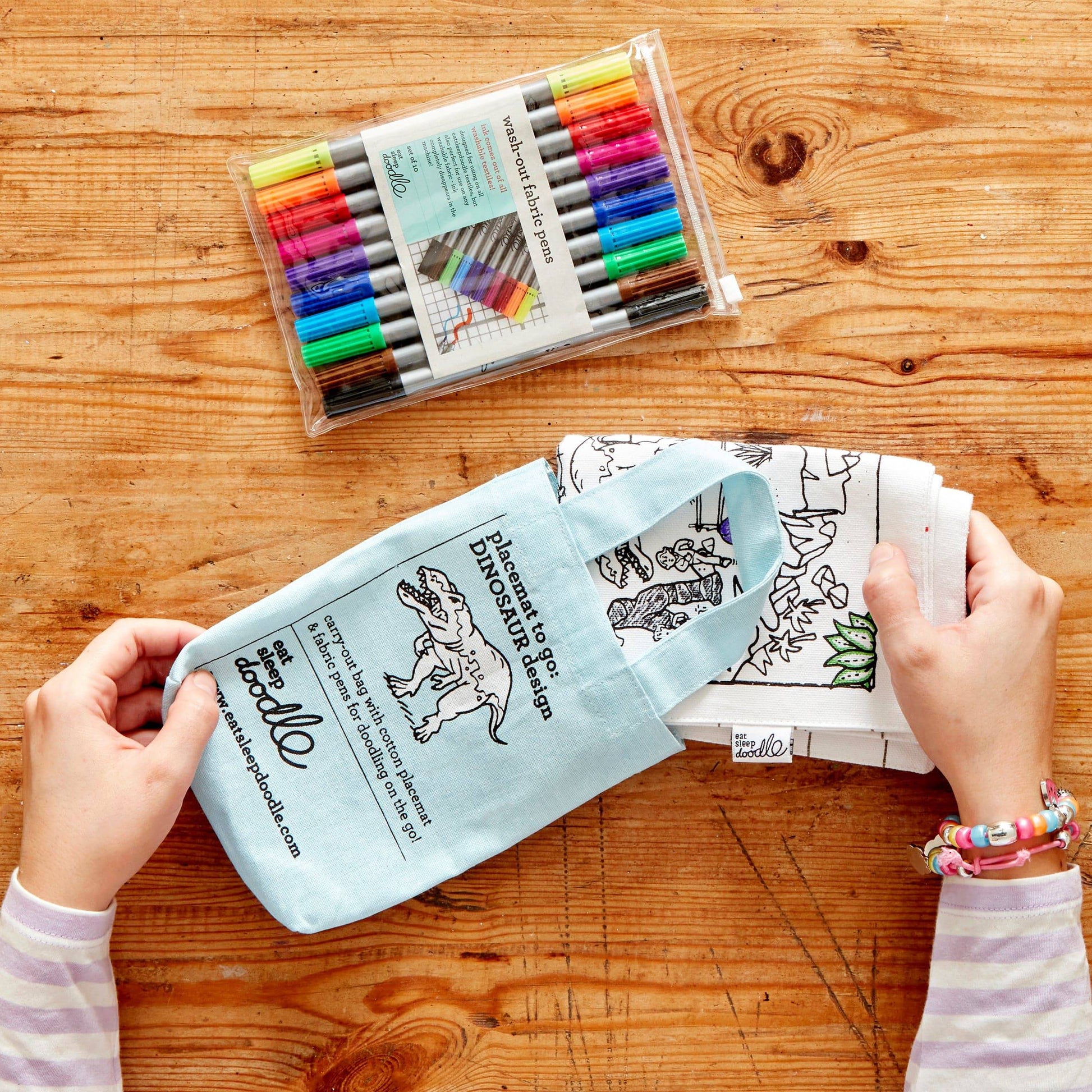 Eat Sleep Doodle's Dinosaur Placemat To Go & Colour In - Anilas UK