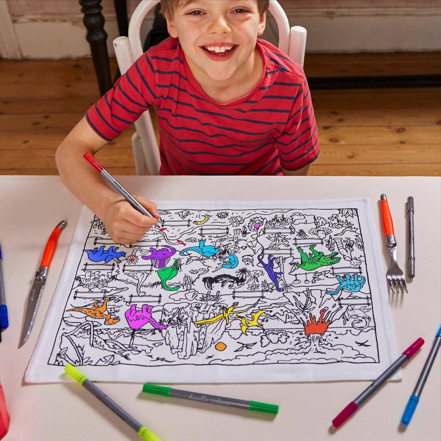 Eat Sleep Doodle's Dinosaur Placemat To Go & Colour In - Anilas UK