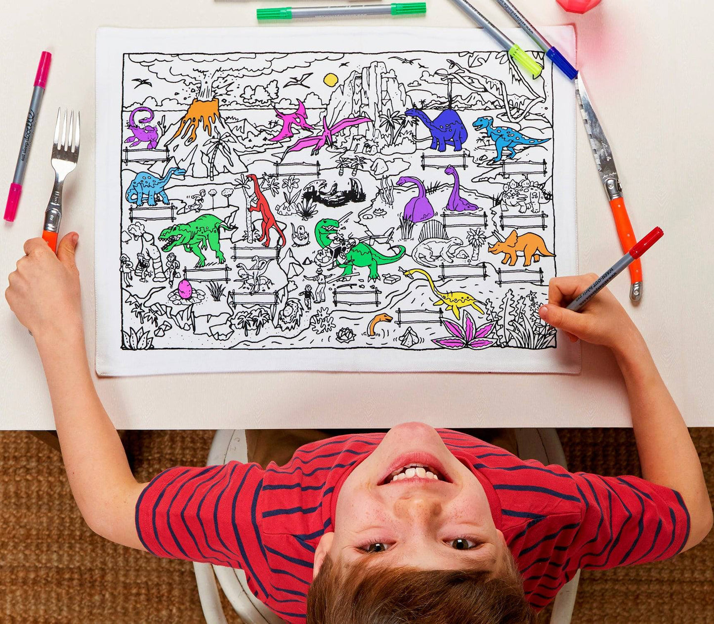 Eat Sleep Doodle's Dinosaur Placemat To Go & Colour In - Anilas UK