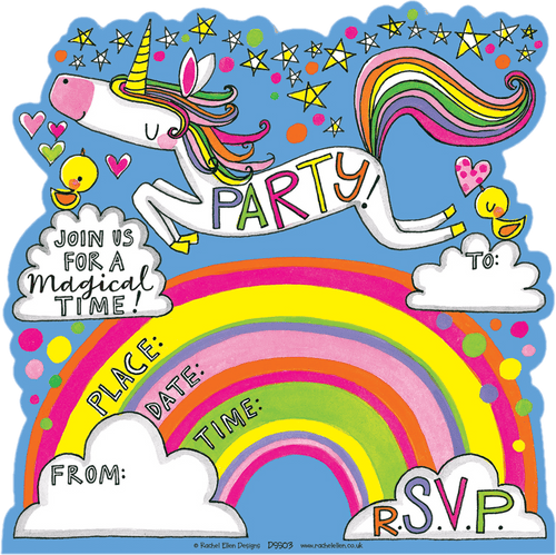 8 Unicorn & Rainbow Party Invitations by Rachel Ellen Designs - Anilas UK