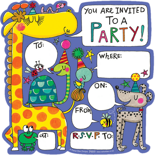8 Animals Party Invitations by Rachel Ellen Designs - Anilas UK