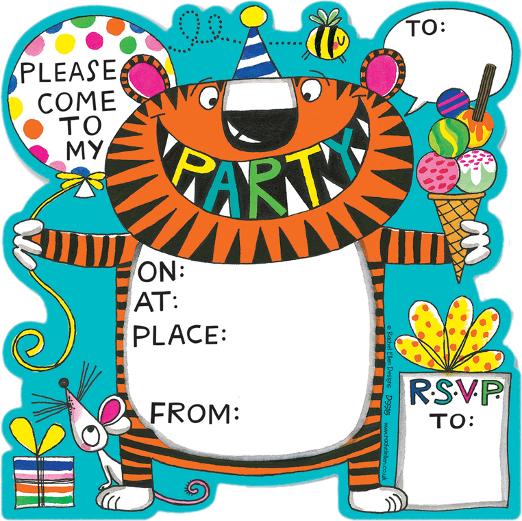 8 Tiger Party Invitations by Rachel Ellen Designs - Anilas UK