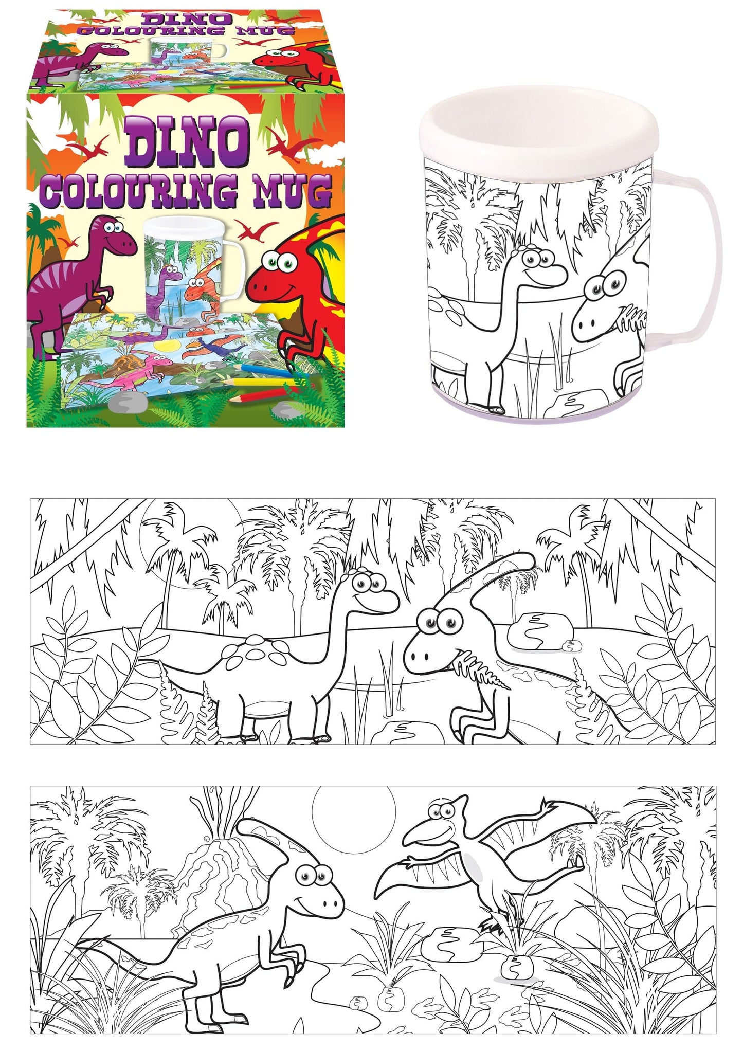 Dinosaur Colouring Mug with 2 Assorted Designs - Anilas UK