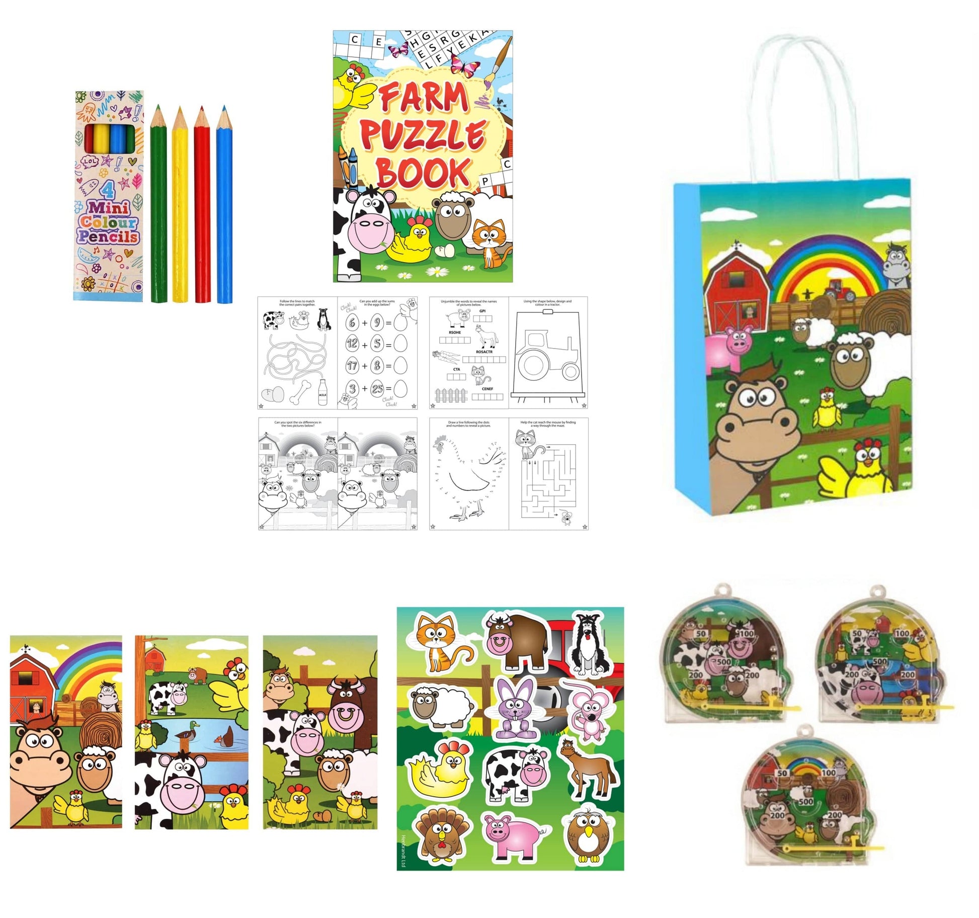 Farm themed 12 Party Bags with Fillers - Anilas UK