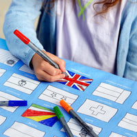 Eat Sleep Doodle's World Flags Colour in Tablecloth - Anilas UK