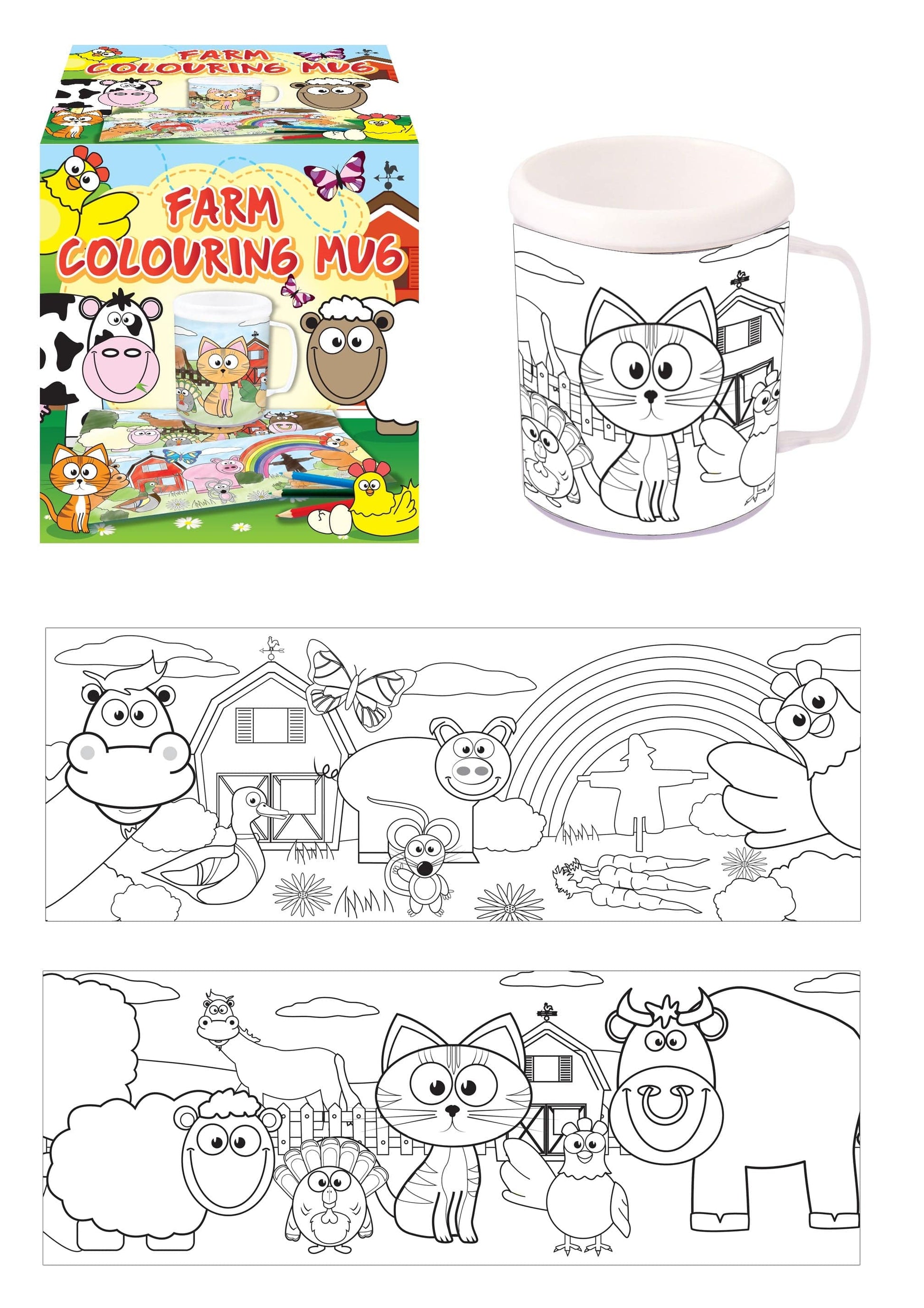 Farm Animals Colouring Mug with 2 Assorted Designs - Anilas UK