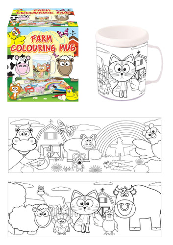 Farm Animals Colouring Mug with 2 Assorted Designs - Anilas UK