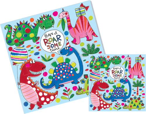 Happy Birthday Roar-Some Time Dinosaur Jigsaw Card by Rachel Ellen Designs - Anilas UK