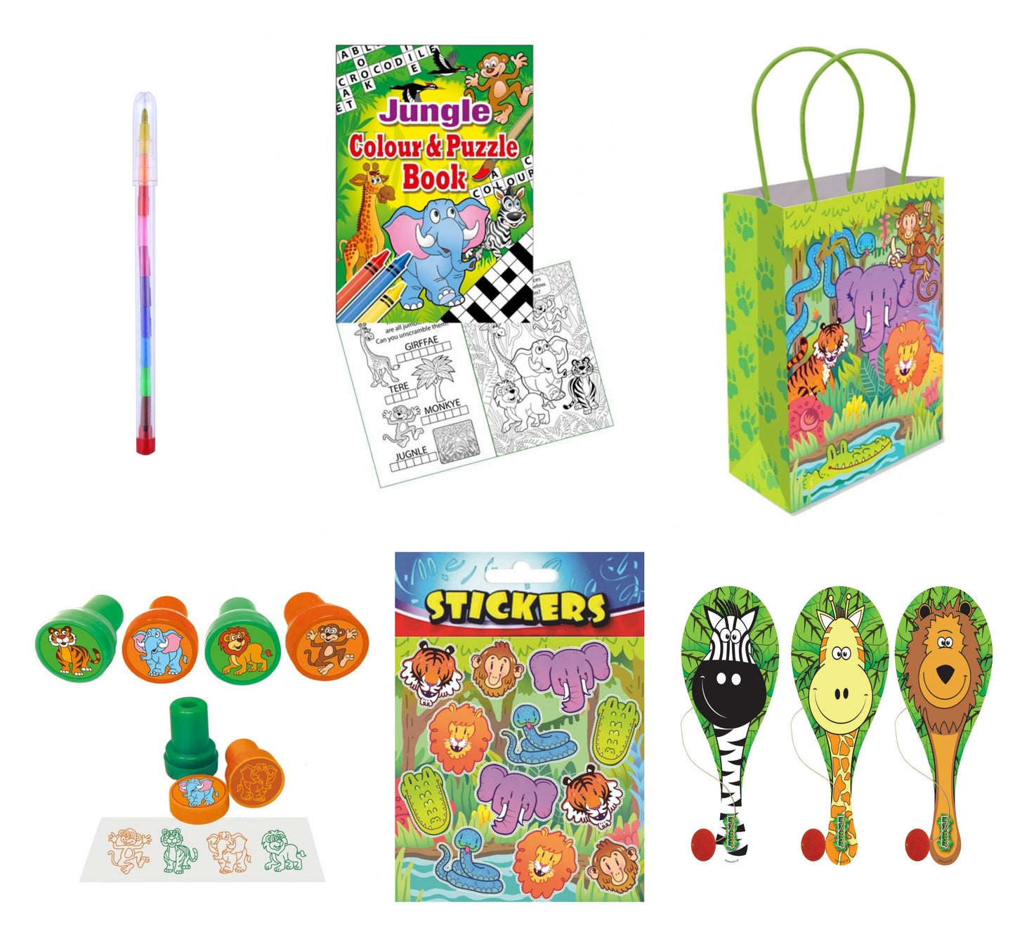 New Jungle themed 12 Party Bags with Fillers - Anilas UK