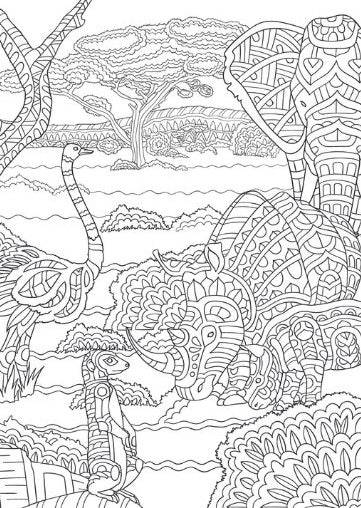Life on the Savannah Advanced Colouring Book - Anilas UK
