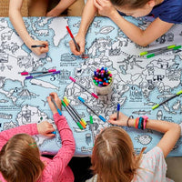 Eat Sleep Doodle's World Map Colour in Tablecloth - Anilas UK