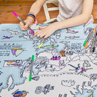 
              Eat Sleep Doodle's World Map Colour in Tablecloth - Anilas UK
            