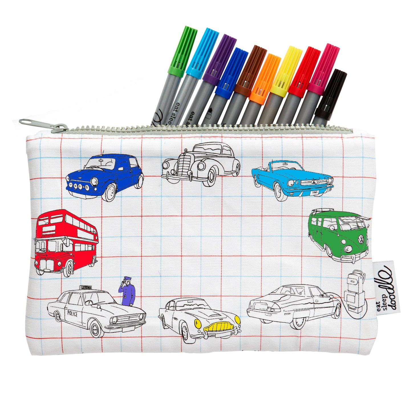 Eat Sleep Doodle's Working Wheels Colour In Pencil Case - Anilas UK