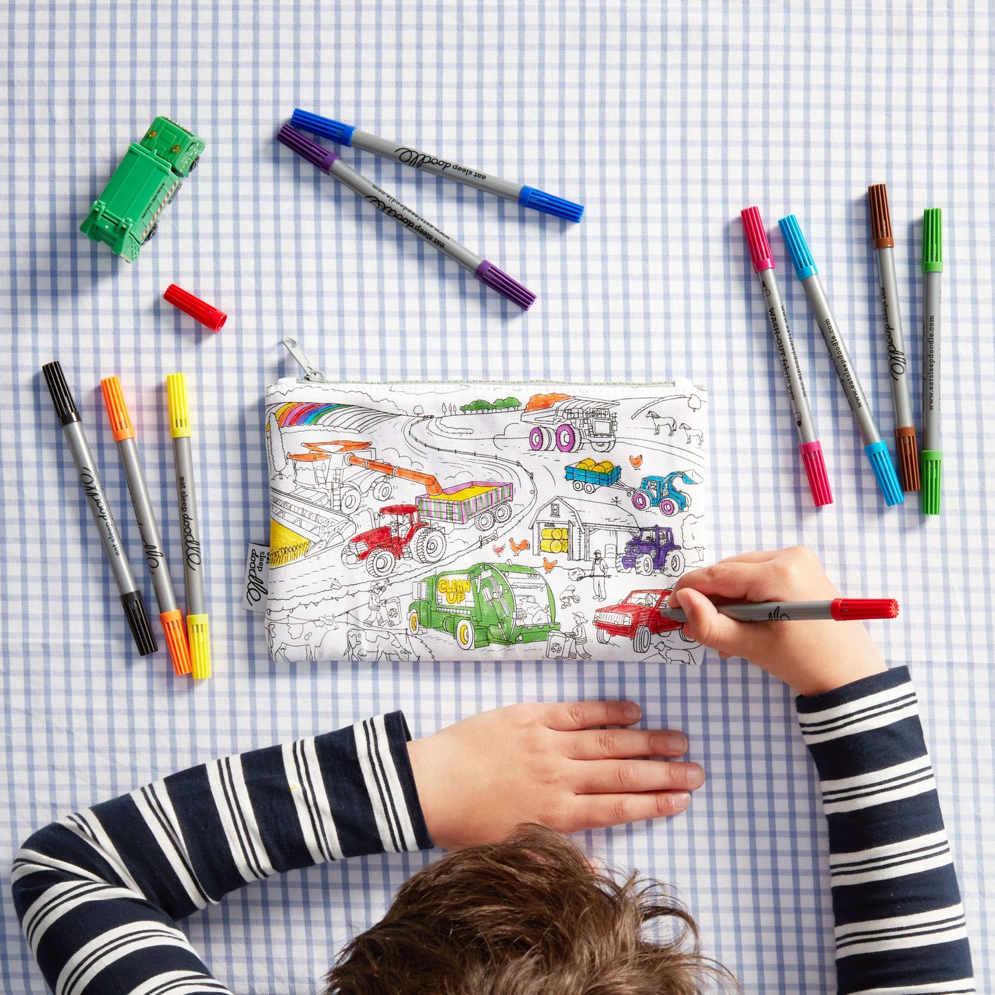 Eat Sleep Doodle's Working Wheels Colour In Pencil Case - Anilas UK