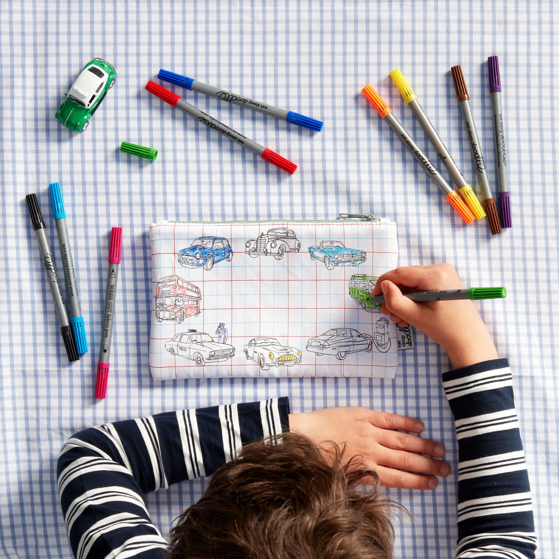 Eat Sleep Doodle's Working Wheels Colour In Pencil Case - Anilas UK