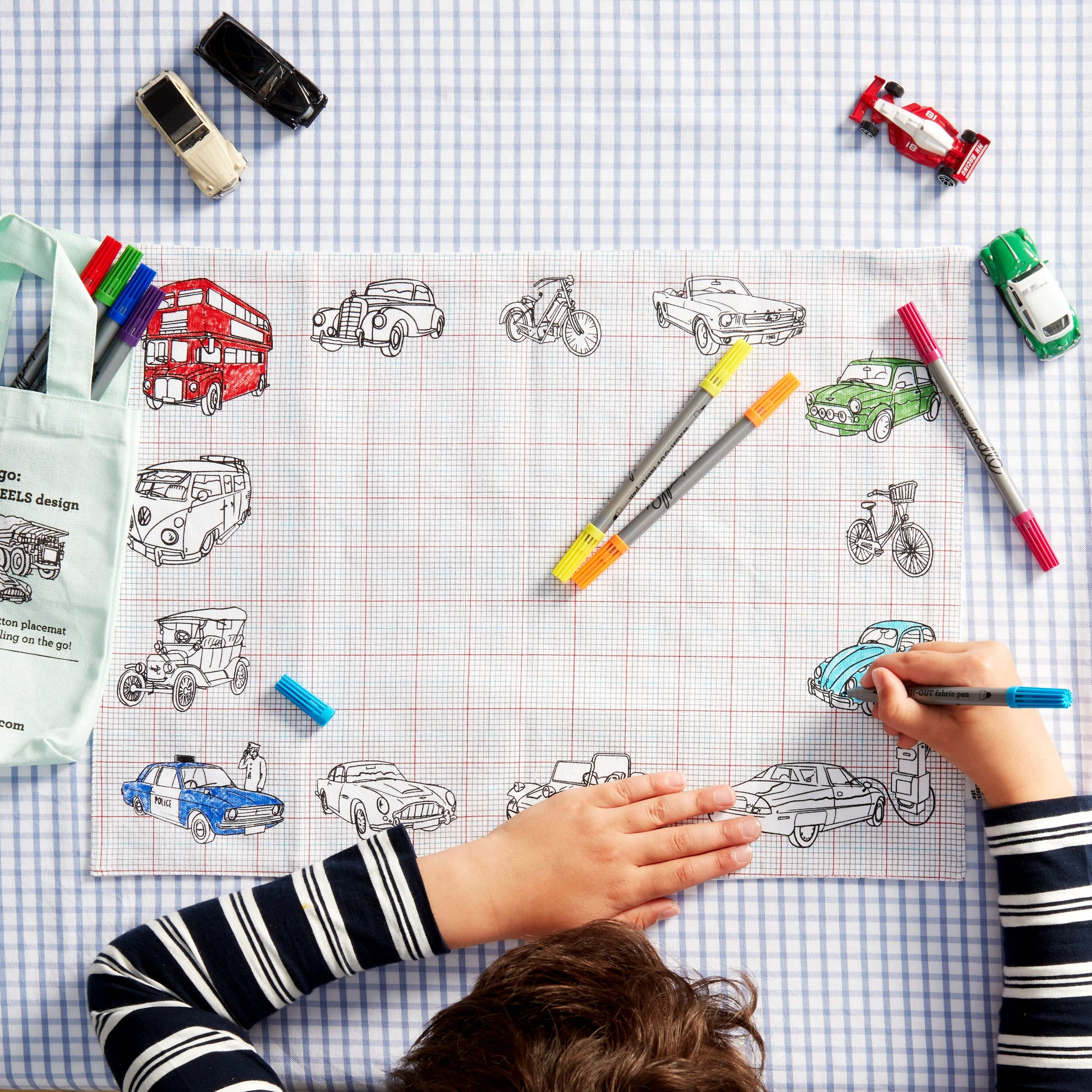 Eat Sleep Doodle's Working Wheels Placemat To Go & Colour In - Anilas UK