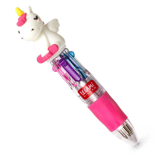 Mini Unicorn Magic Rainbow Four Colour Ballpoint Pen with Pink, Blue, Purple & Green Ink - Anilas UK