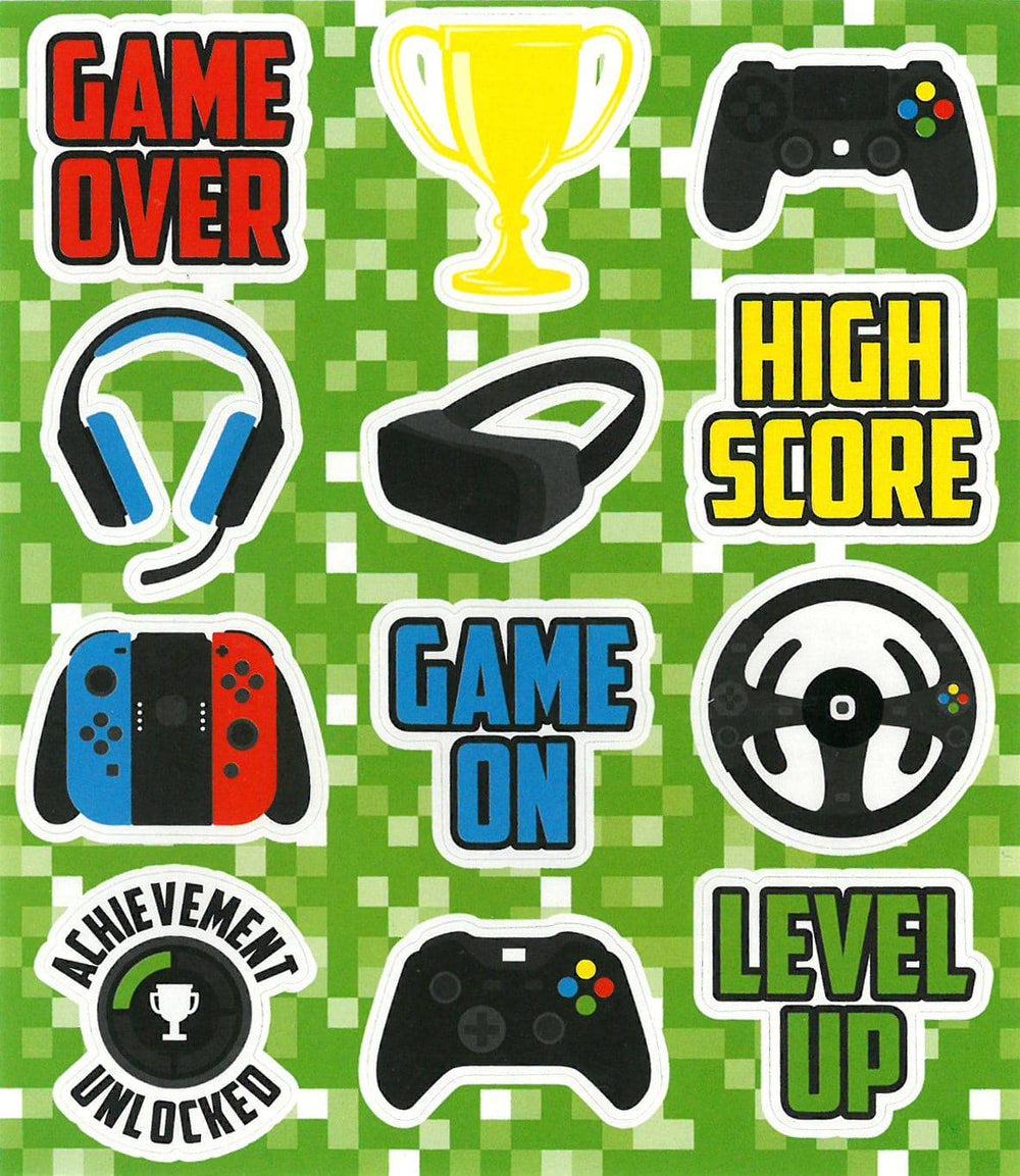 12 Gamer Sticker Sheets - Anilas UK