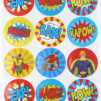 12 Large Superhero Comic Impact Sticker Sheets - Anilas UK