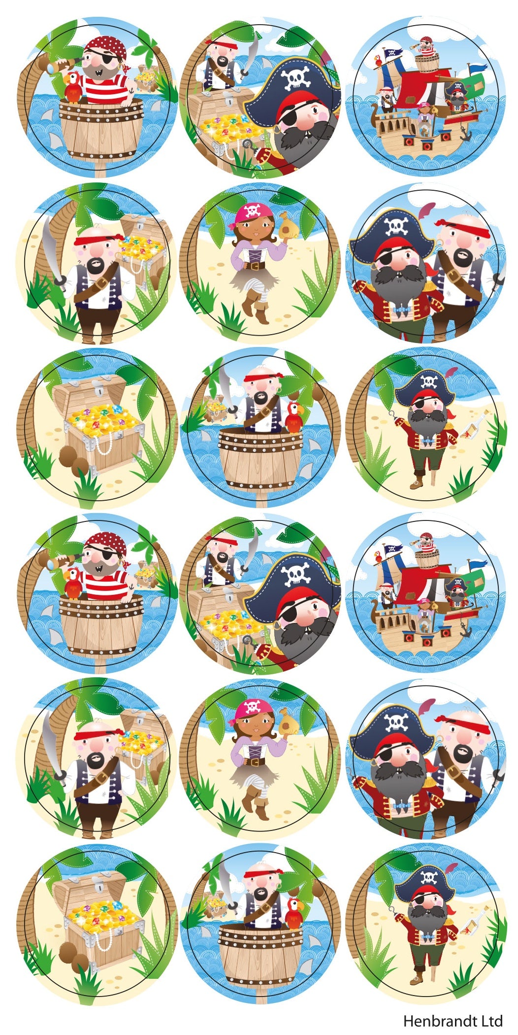 12 Large Pirate Sticker Sheets - Anilas UK