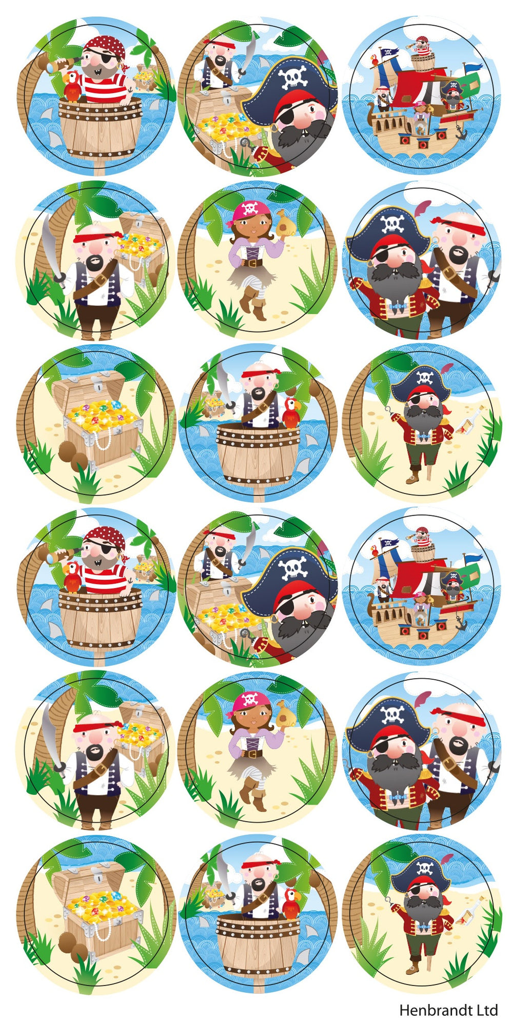 12 Large Pirate Sticker Sheets - Anilas UK