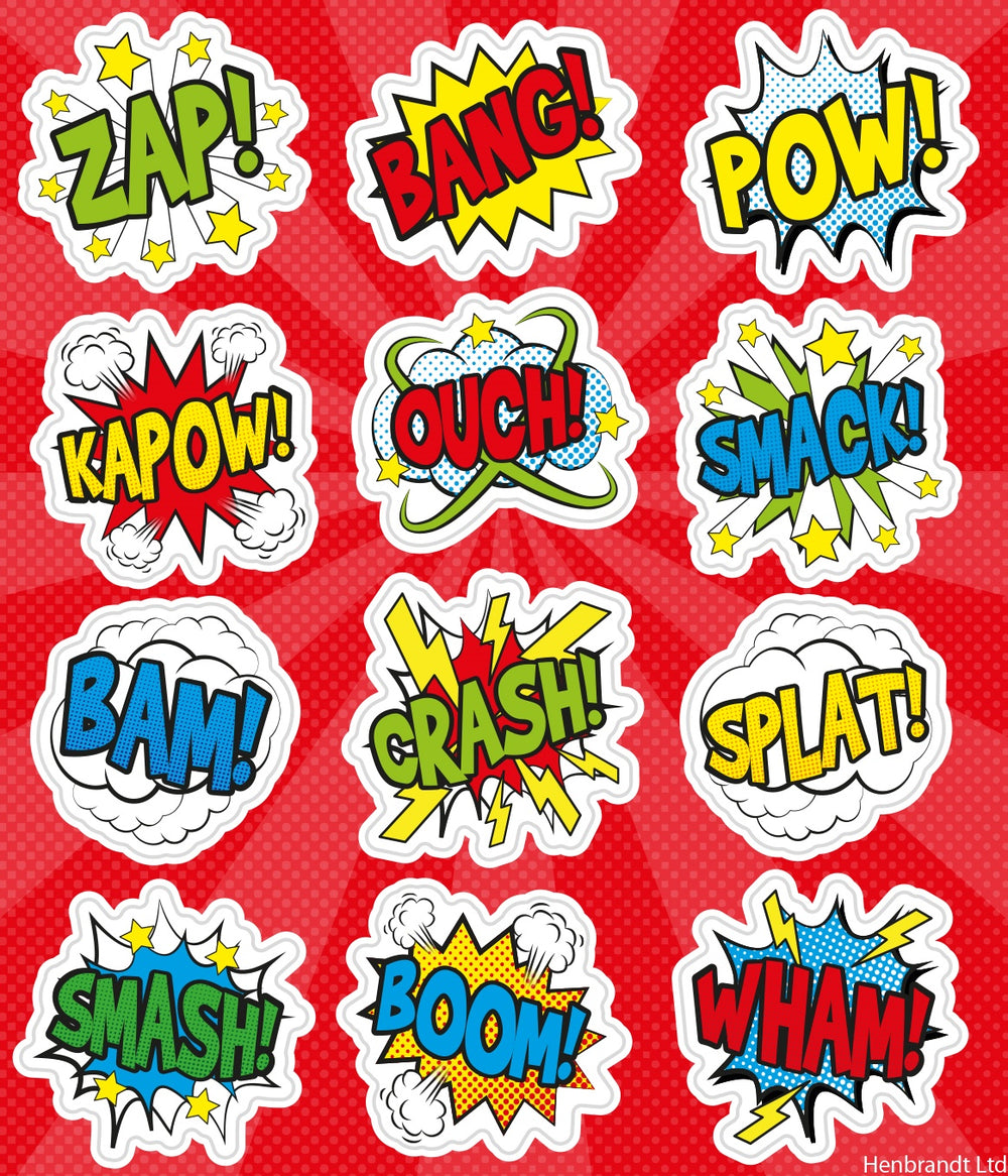 12 Comic Impact Sticker Sheets - Anilas UK