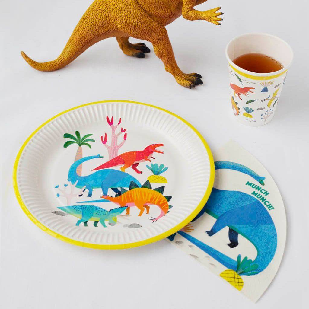 Pack of 8 Dinosaur Party Paper Plates - Anilas UK