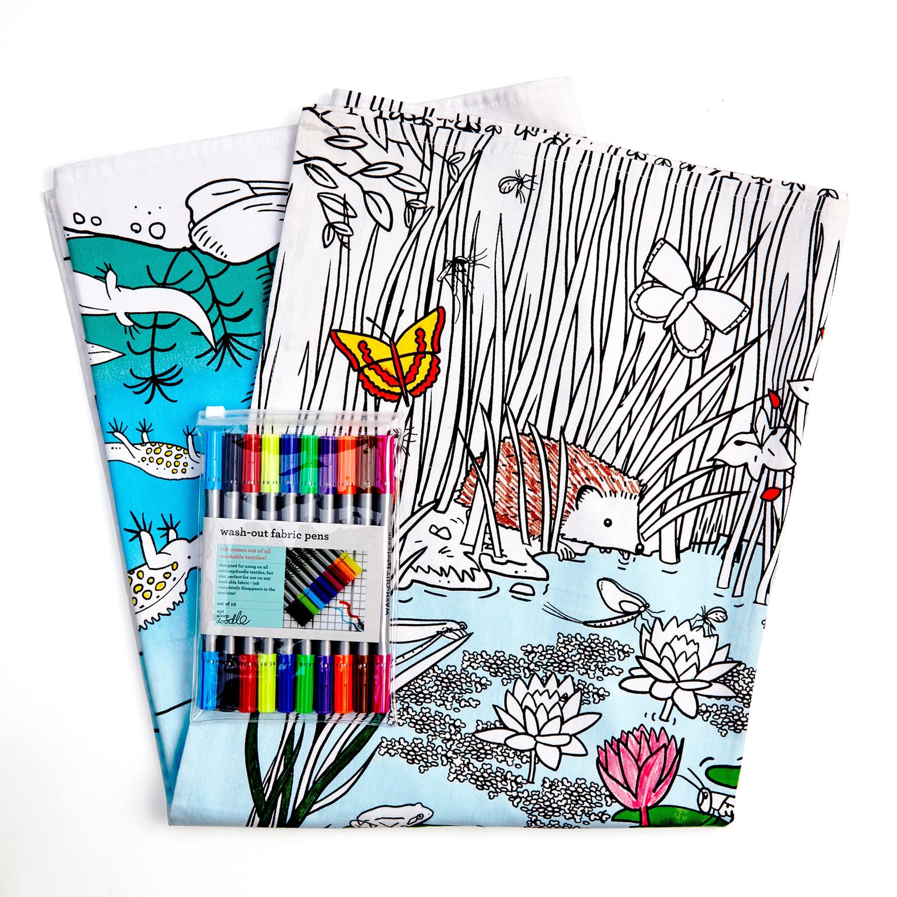 Eat Sleep Doodle's Pond Life Colour in Tablecloth - Anilas UK