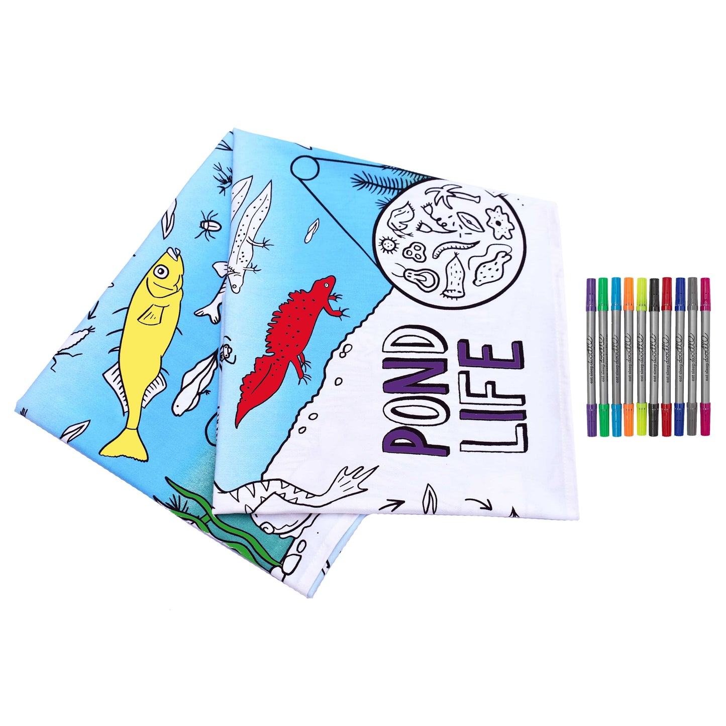 Eat Sleep Doodle's Pond Life Colour in Tablecloth - Anilas UK