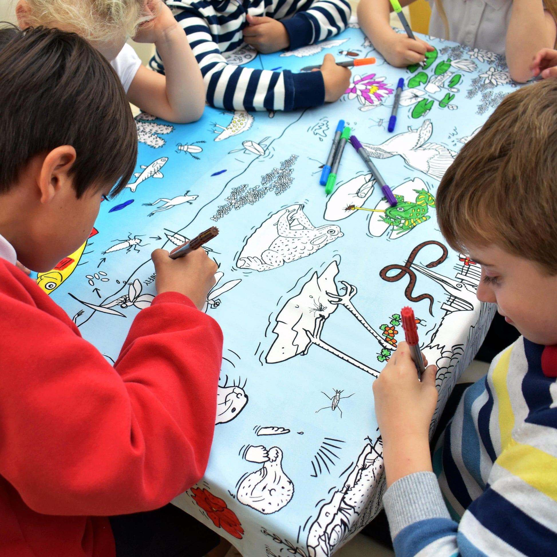 Eat Sleep Doodle's Pond Life Colour in Tablecloth - Anilas UK