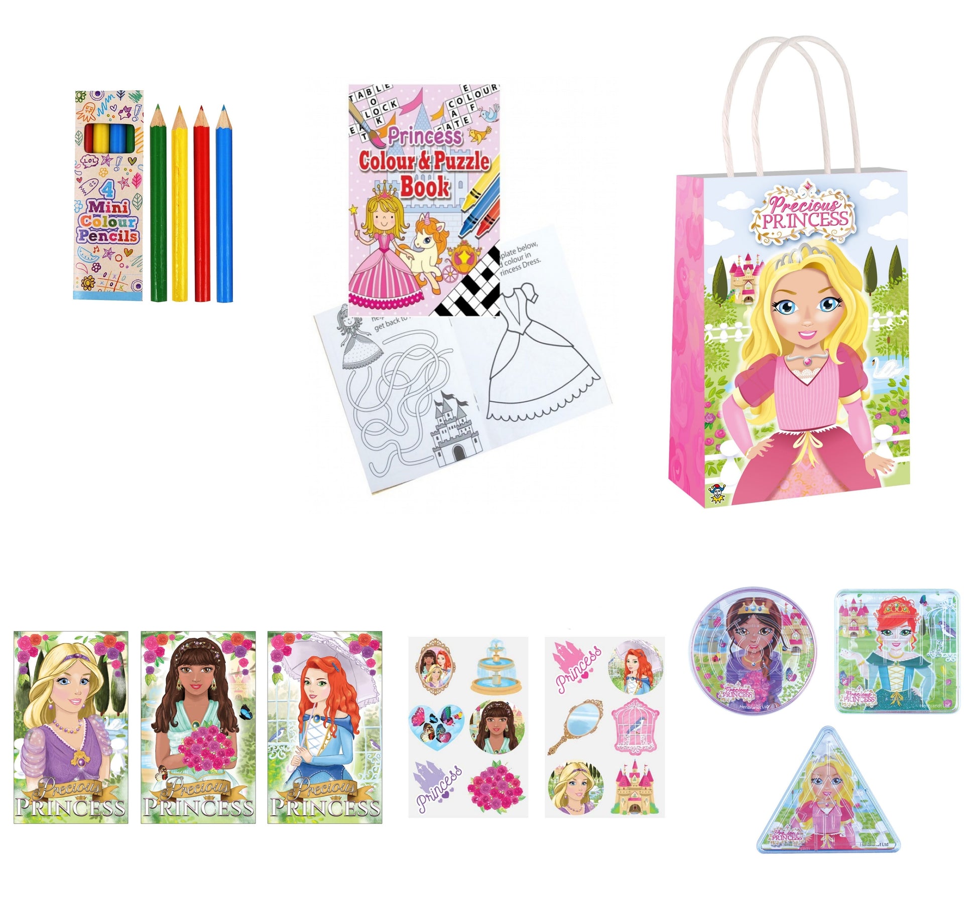 Princess themed 12 Party Bags with Fillers - Anilas UK