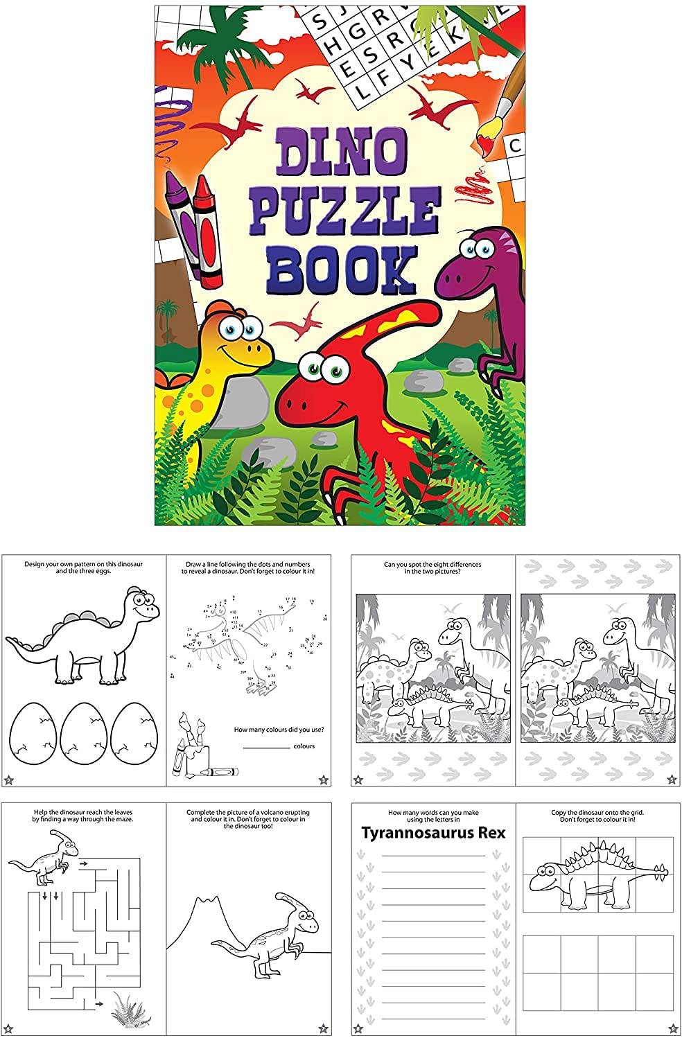 12 Mini Dinosaur Colouring Puzzle Books - Anilas UK