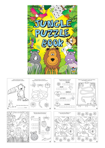 12 Mini Jungle Colouring Puzzle Books - Anilas UK