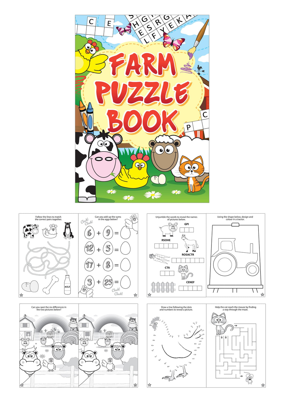 12 Mini Farm Colouring Puzzle Books - Anilas UK
