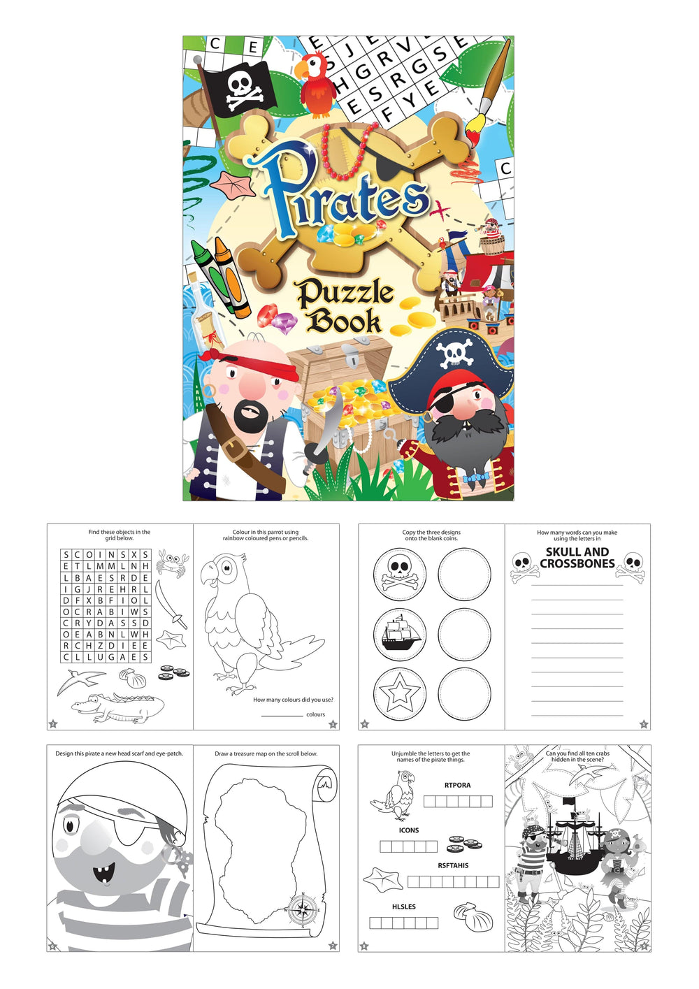 12 Mini Pirate Colouring Puzzle Books - Anilas UK