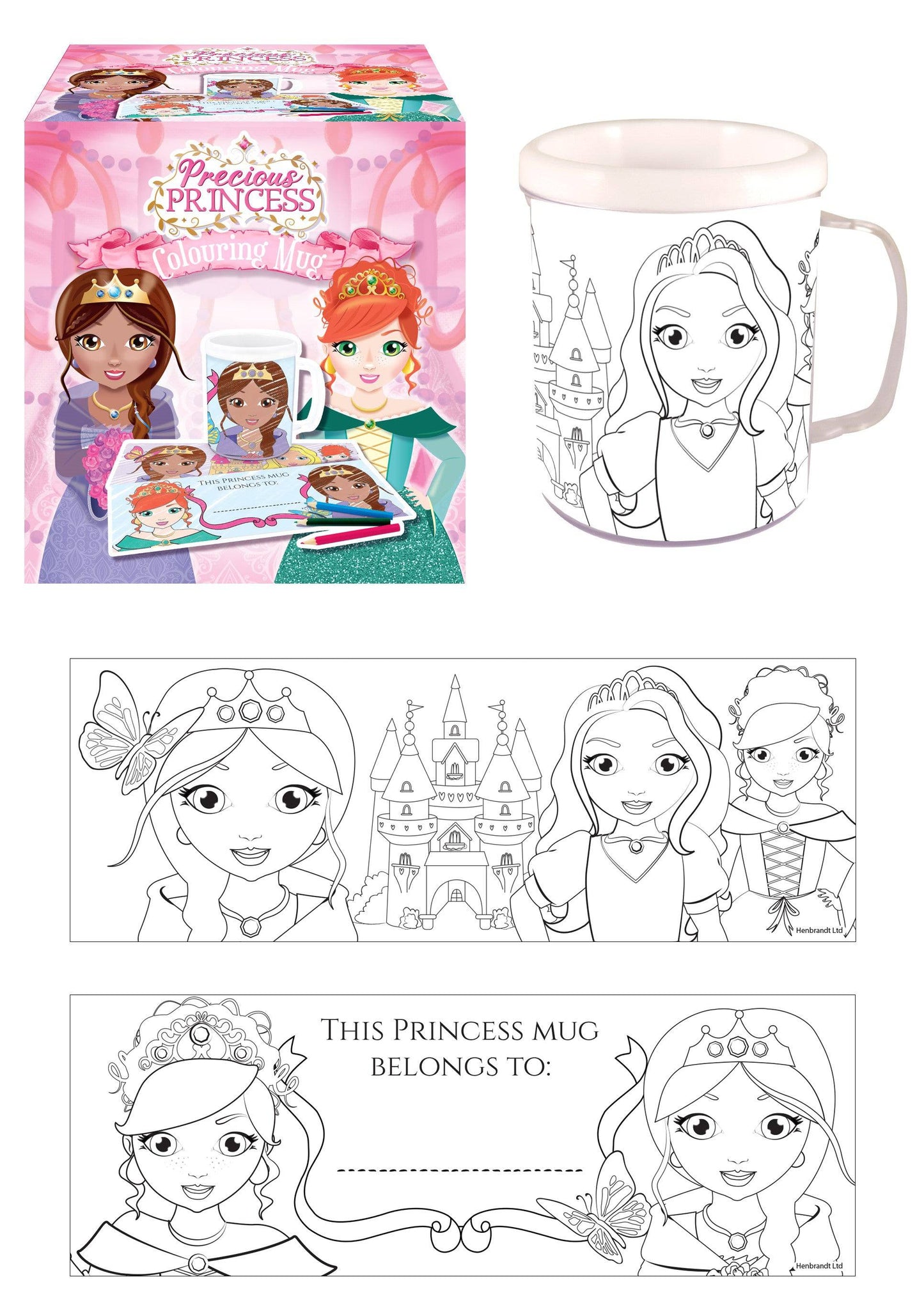 Princess Colouring Mug with 2 Assorted Designs - Anilas UK
