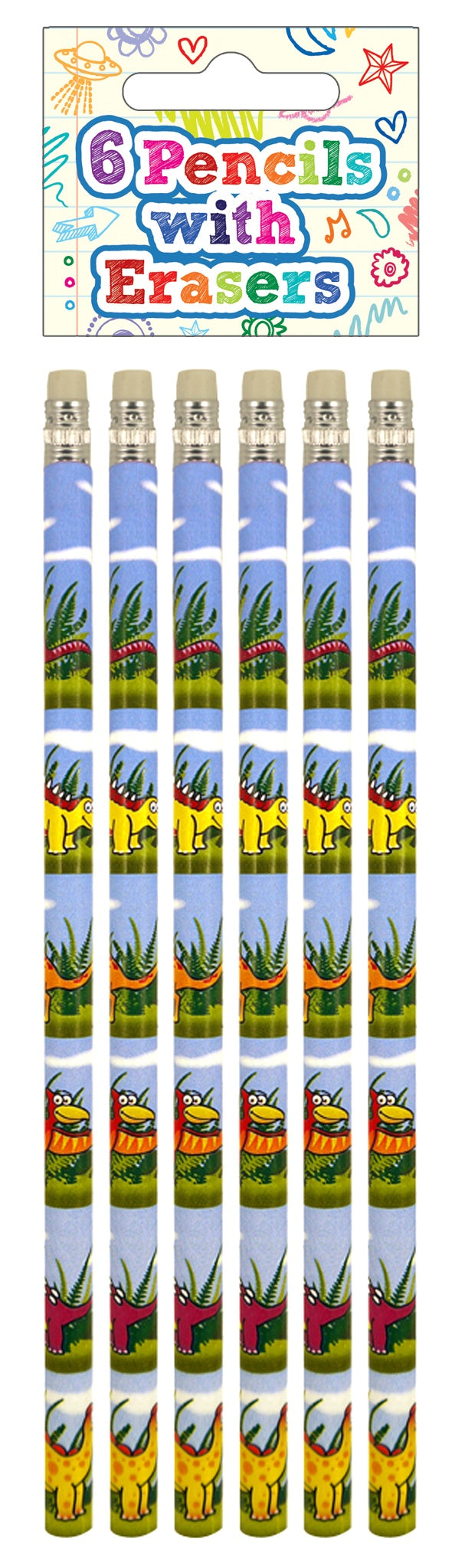 Dinosaur Pencils with Erasers (Set of 6) - Anilas UK