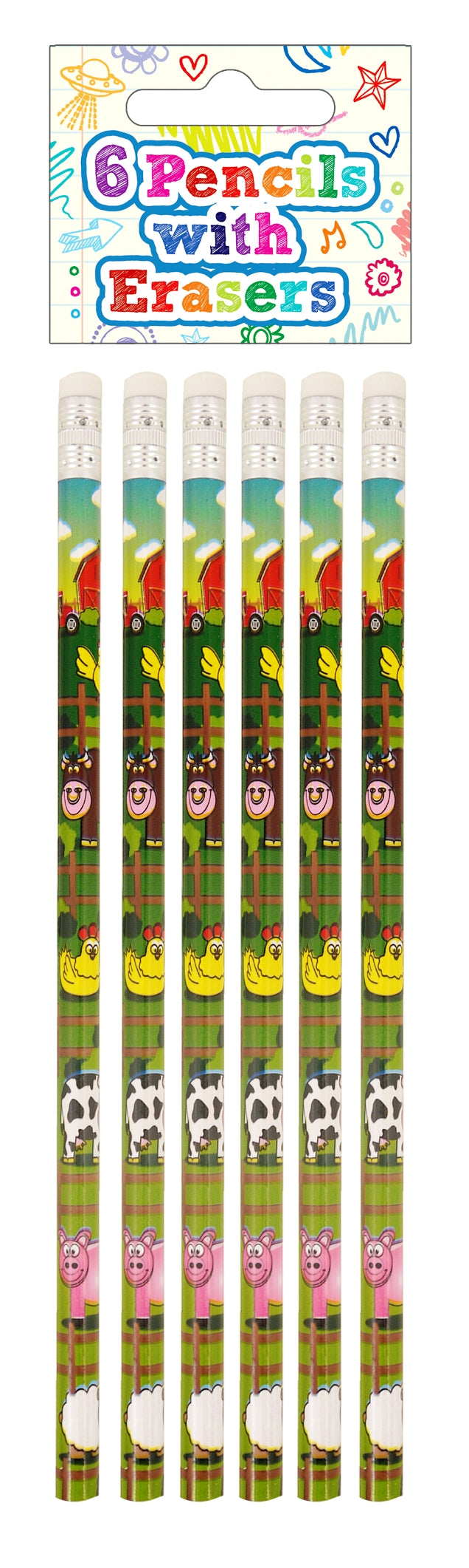 Farm Pencils with Erasers (Set of 6) - Anilas UK