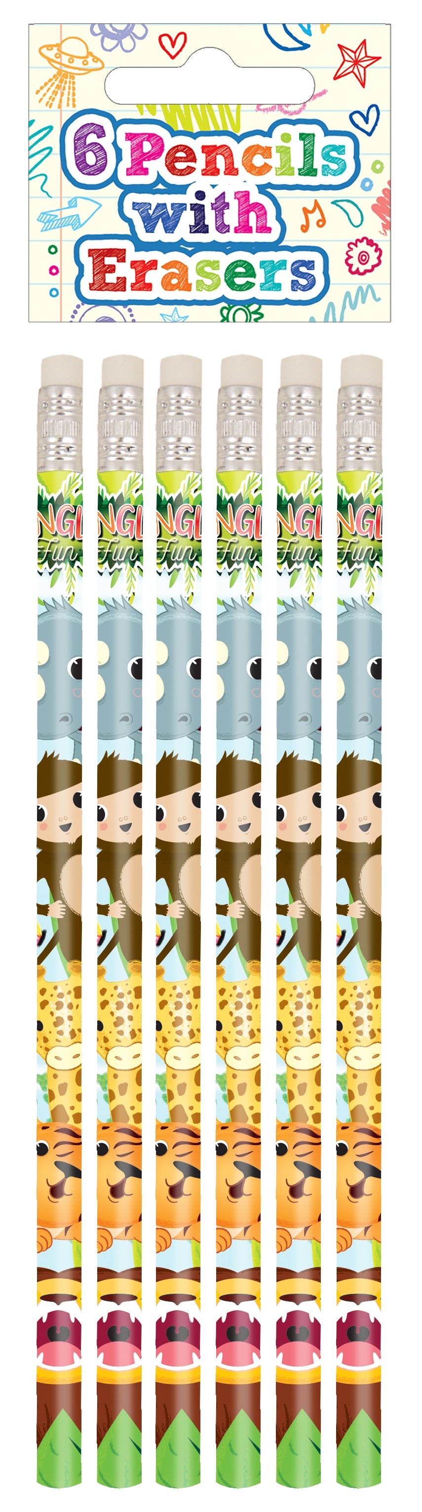 Jungle Pencils with Erasers (Set of 6) - Anilas UK