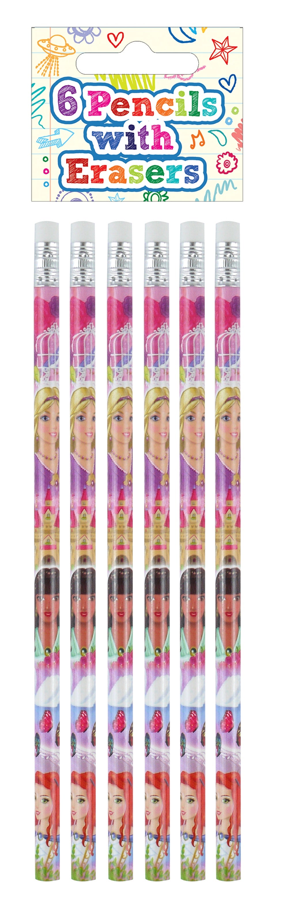 Princess Pencils with Erasers (Set of 6) - Anilas UK