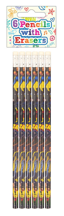 Set of 6 Superhero Pencils with Eraser Top Rubber - Anilas UK