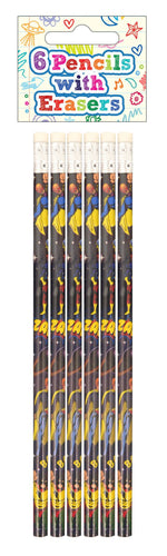 Set of 6 Superhero Pencils with Eraser Top Rubber - Anilas UK