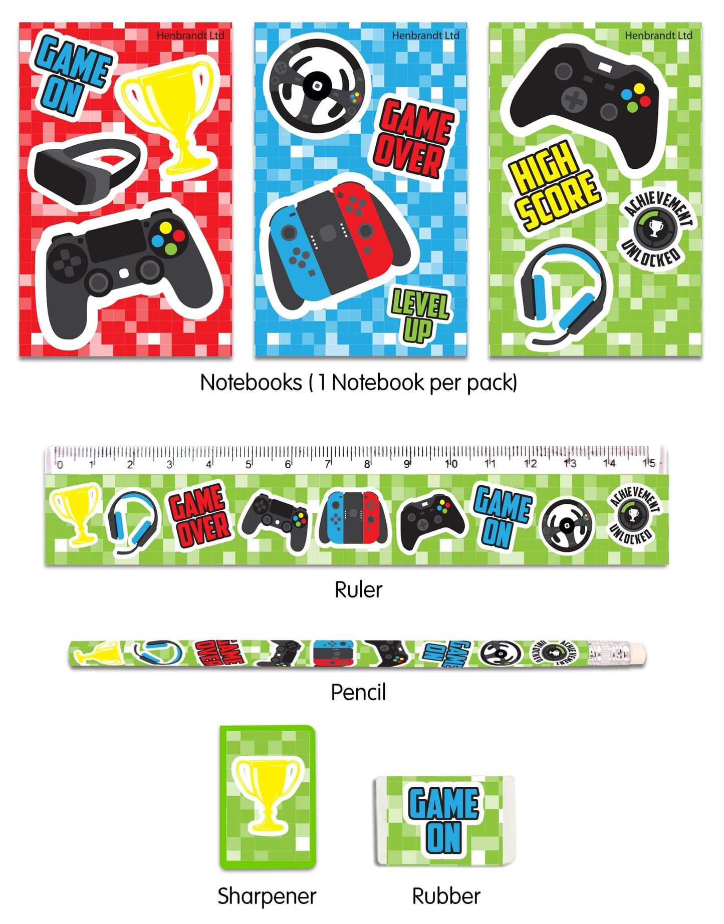 Gamer Five Piece Stationery Set - Anilas UK