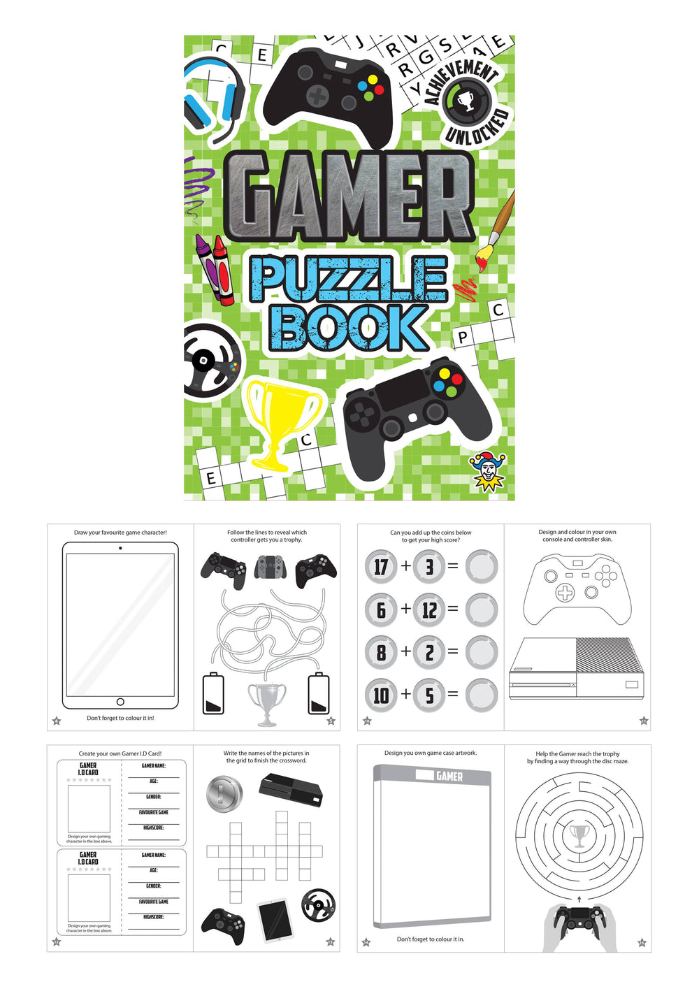 12 Mini Gamer Colouring Puzzle Books - Anilas UK