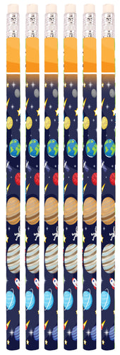Space Pencils with Erasers (Set of 6) - Anilas UK