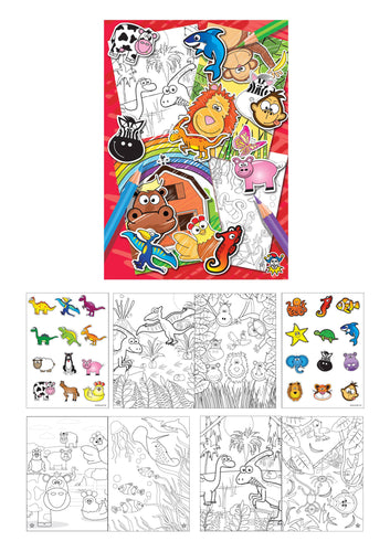 12 Mini Animals Sticker and Colouring Books - Anilas UK